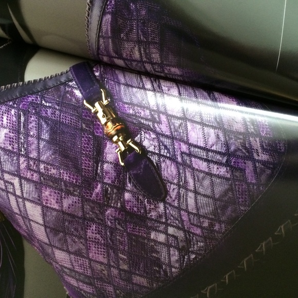 Authentic Gucci Jackie Purple Python & Suede Hobo - Picture 10 of 13